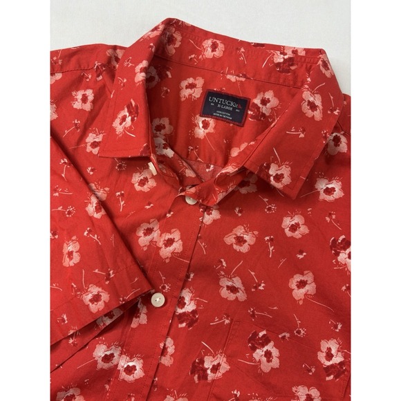 Untuckit Shirt Mens XL Red Floral Short Sleeve Button Up Coolidge Hawaiian - Picture 10 of 10